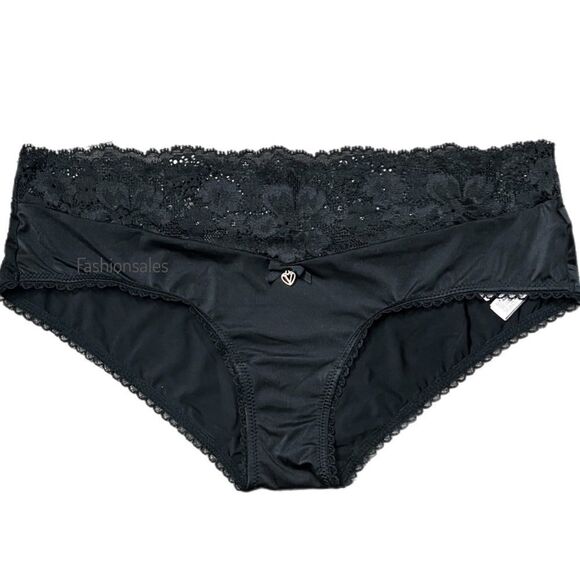 Victorias Secret Body Supersoft Satiny Lace waist Hiphugger panty black Xsmall - Picture 2 of 6